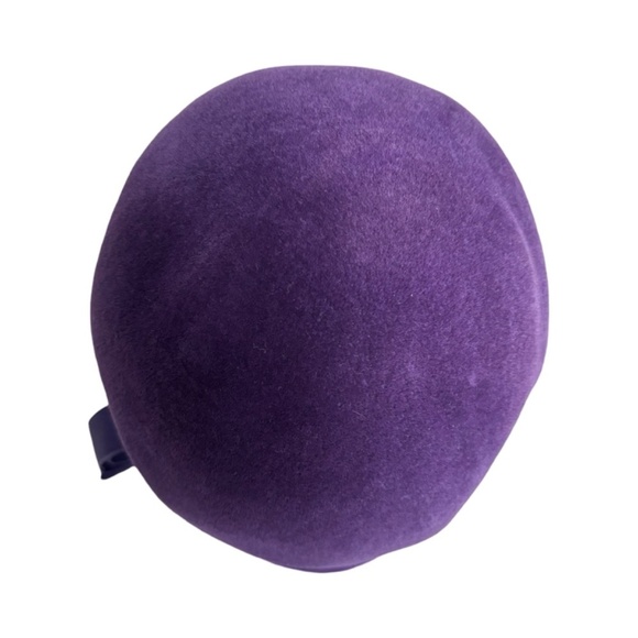 Vintage 60's Velour Mod Bucket Hat - Purple with accent bow - 6 1/2" - Picture 5 of 7